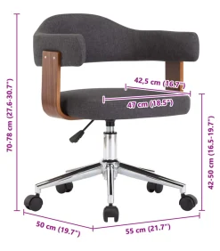 Clearance Eetkamerstoelen 2 st draaibaar gebogen hout en stof grijs Stoelen