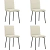 Discount Eetkamerstoelen 4 st fluweel crèmekleurig Stoelen
