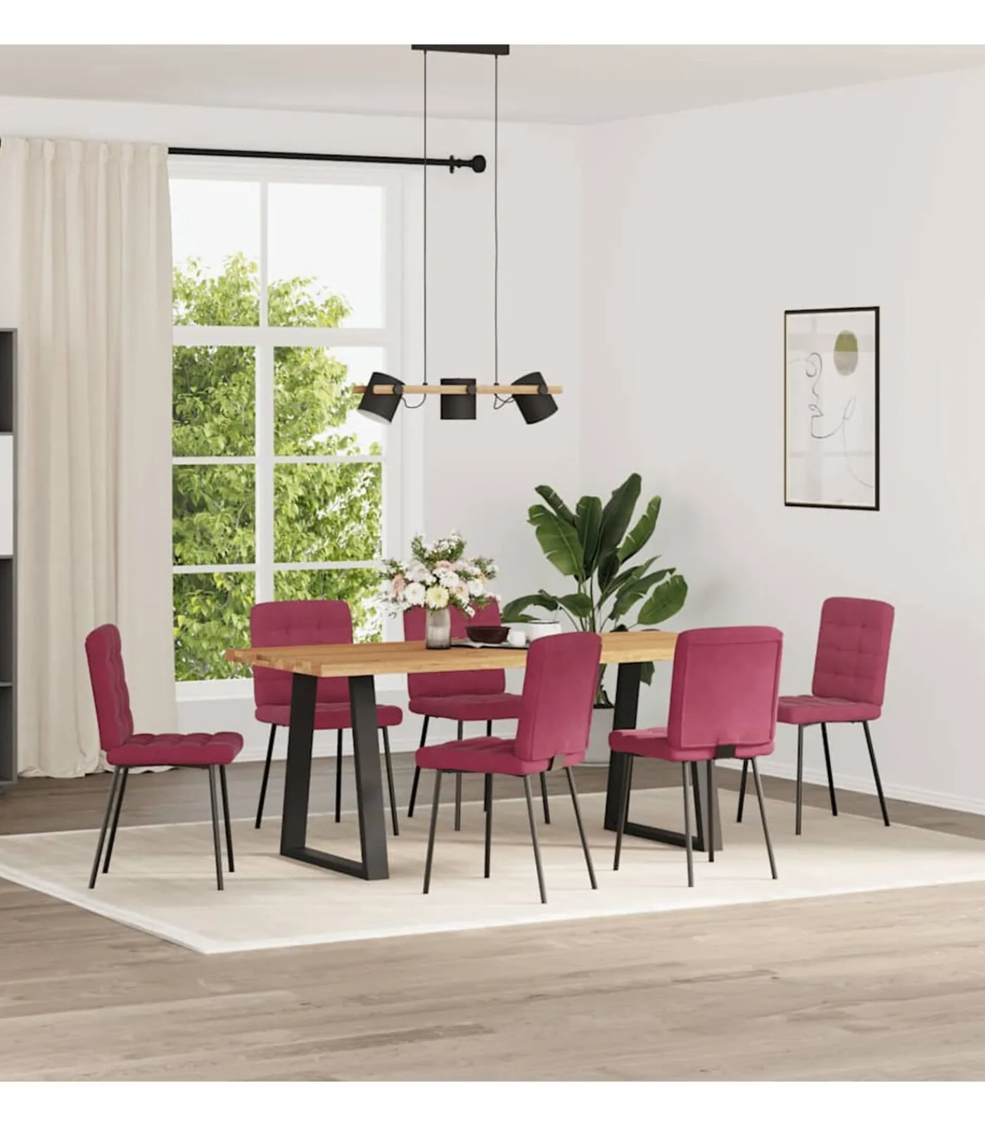 Online Eetkamerstoelen 6 st fluweel wijnrood Stoelen