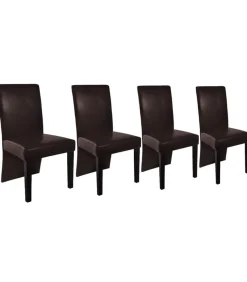 Eetkamerstoelen 4 st kunstleer donkerbruin Stoelen