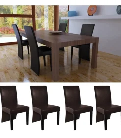 Eetkamerstoelen 4 st kunstleer donkerbruin Stoelen