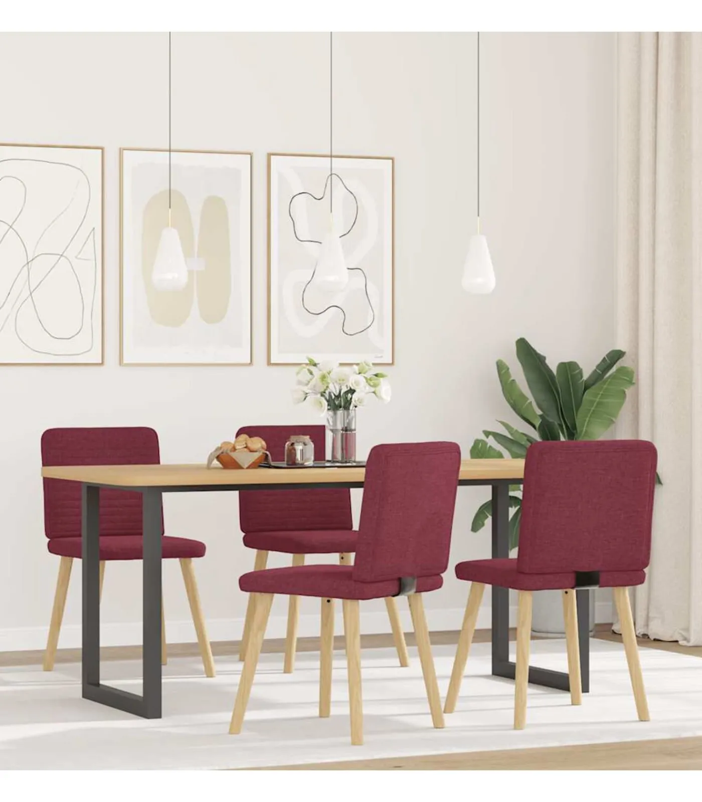 Best Eetkamerstoelen 4 st stof wijnrood Stoelen