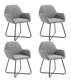 Discount Eetkamerstoelen 4 st stof lichtgrijs Stoelen