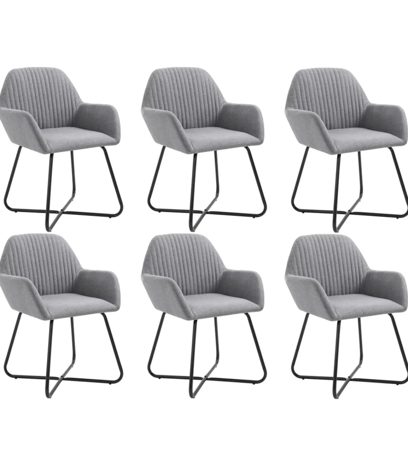 Eetkamerstoelen 6 st stof lichtgrijs Stoelen