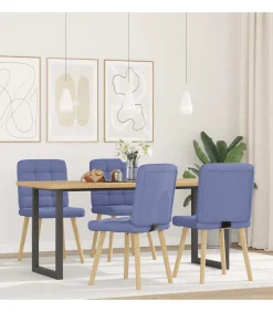 Online Eetkamerstoelen 4 st stof jeansblauw Stoelen