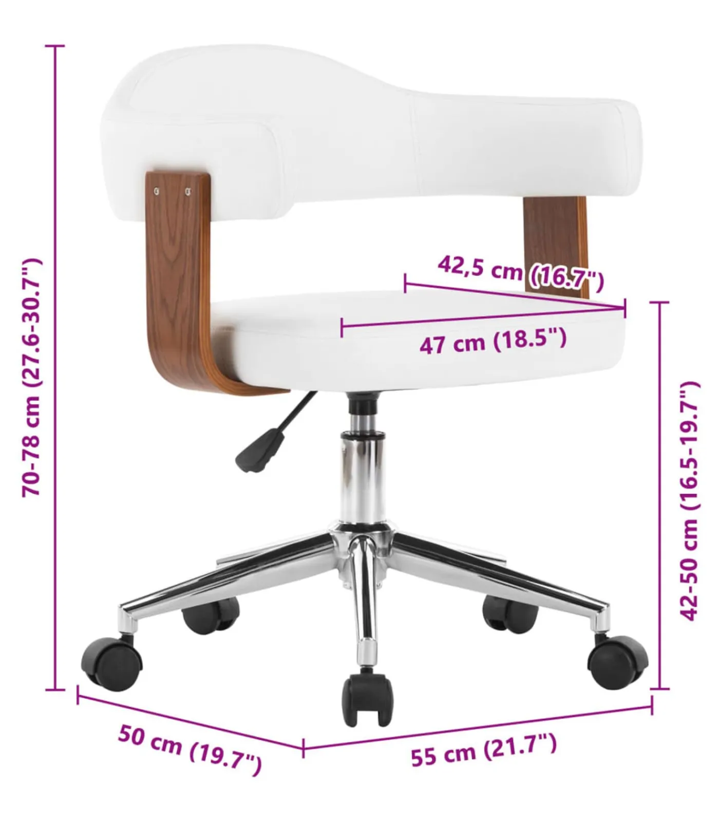 Online Eetkamerstoelen draaibaar 4 st gebogen hout en kunstleer wit Stoelen