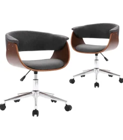 Hot Eetkamerstoelen draaibaar 2 st stof grijs Stoelen