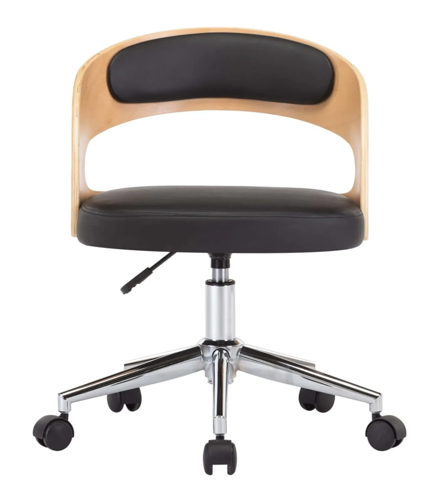 Hot Eetkamerstoelen draaibaar 2 st gebogen hout en kunstleer zwart Stoelen