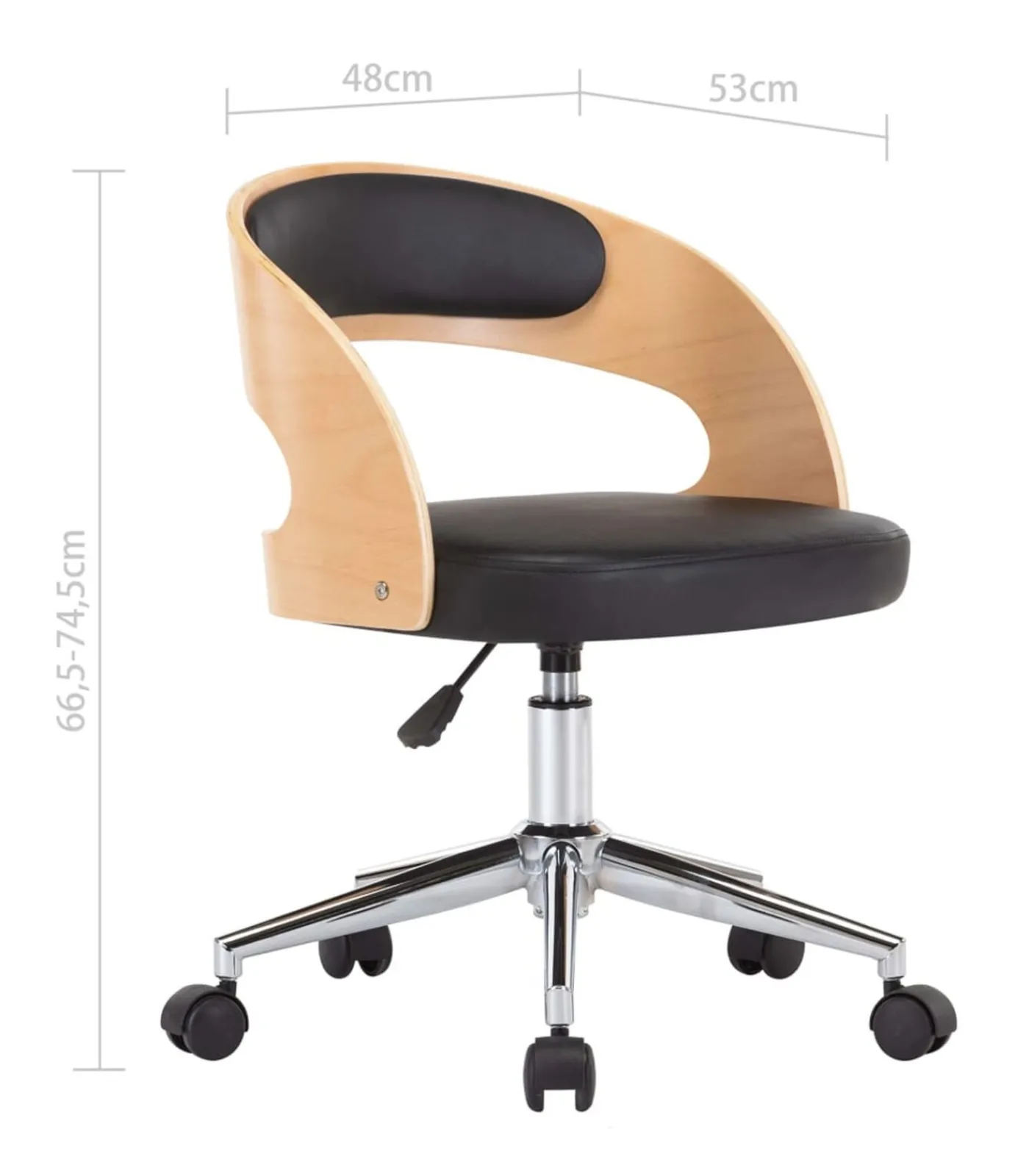 Hot Eetkamerstoelen draaibaar 2 st gebogen hout en kunstleer zwart Stoelen