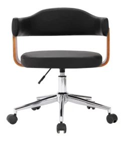 New Eetkamerstoelen draaibaar 2 st gebogen hout en kunstleer zwart Stoelen