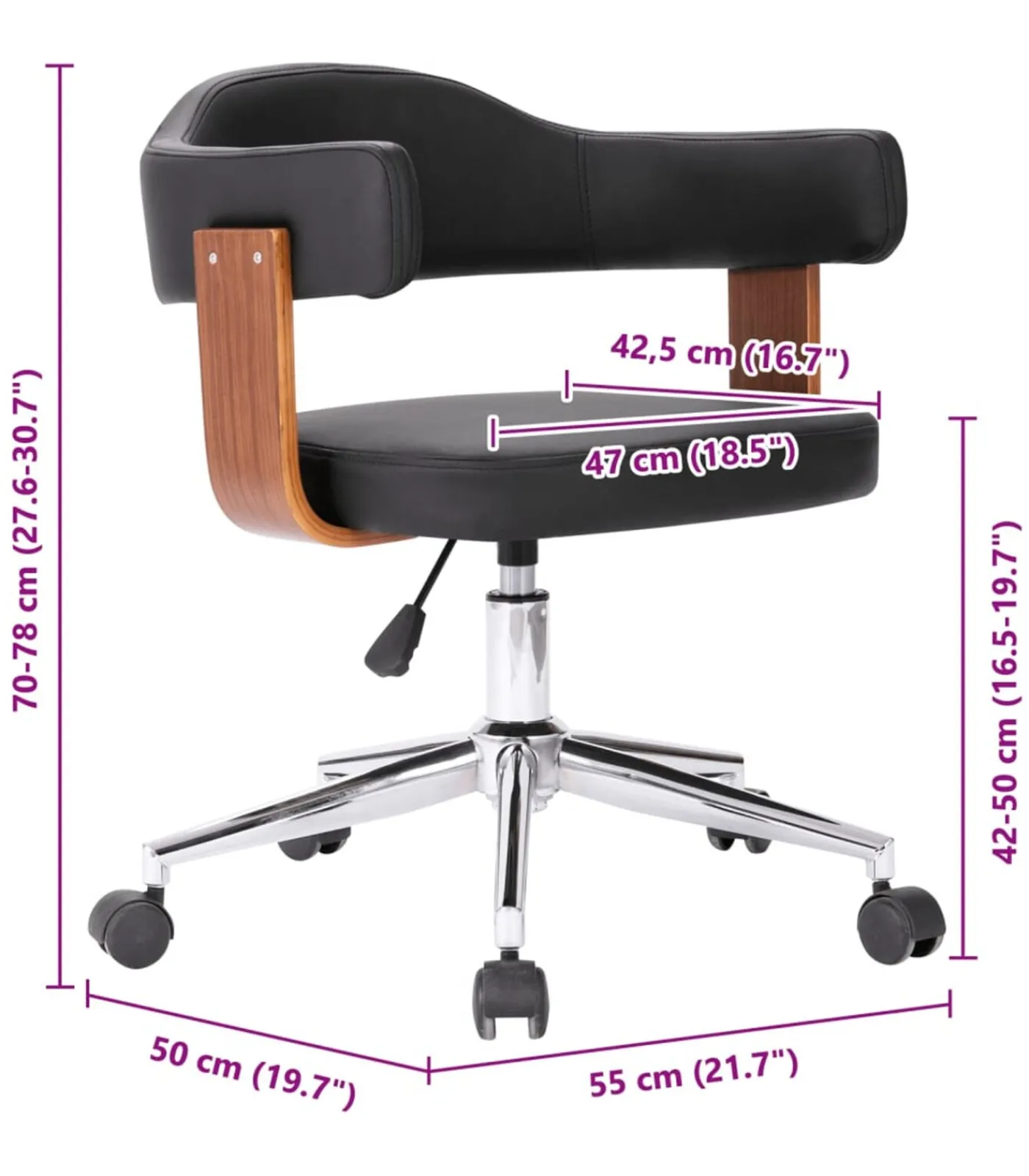 New Eetkamerstoelen draaibaar 2 st gebogen hout en kunstleer zwart Stoelen