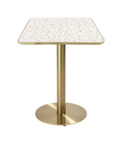 New Eettafel 60 x 60 cm met gouden voet en terrazzo/gouden coating Tafels