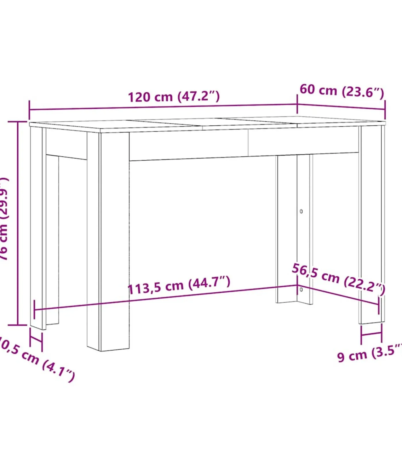 Sale Eettafel 120x60x76 cm bewerkt hout artisanaal eikenkleur Tafels