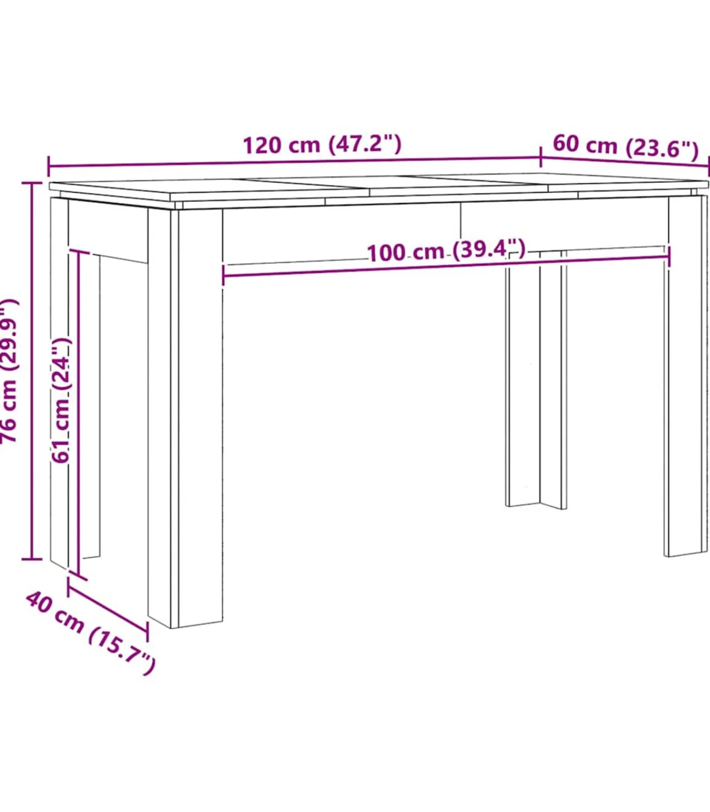 Sale Eettafel 120x60x76 cm bewerkt hout artisanaal eikenkleur Tafels