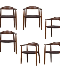 Embrace Eetkamerstoelen - Beukenhout - Donkerbruin - Set van 6 Stoelen
