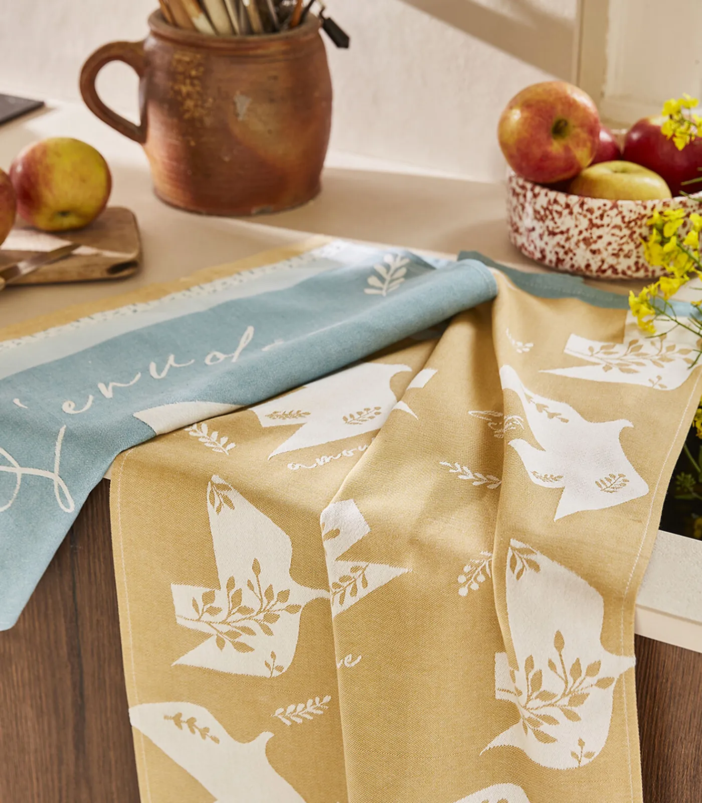 Outlet Envolées - Set van 2 theedoeken van puur katoenen jacquard 50x75cm Keuken- & Tafellinnen