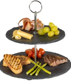 New Etagere / Serveertoren Leisteen 2-Laags Tafelgerei