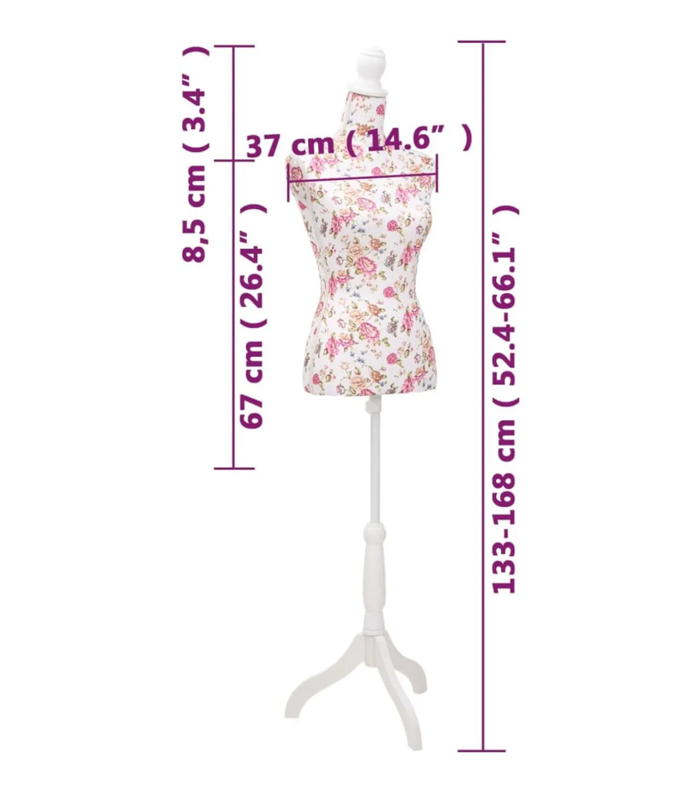 New Etalagepop torso vrouw katoen wit met rozenprint Organiseren