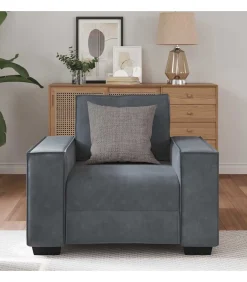 Outlet Fauteuil 60 cm fluweel donkergrijs Zetels