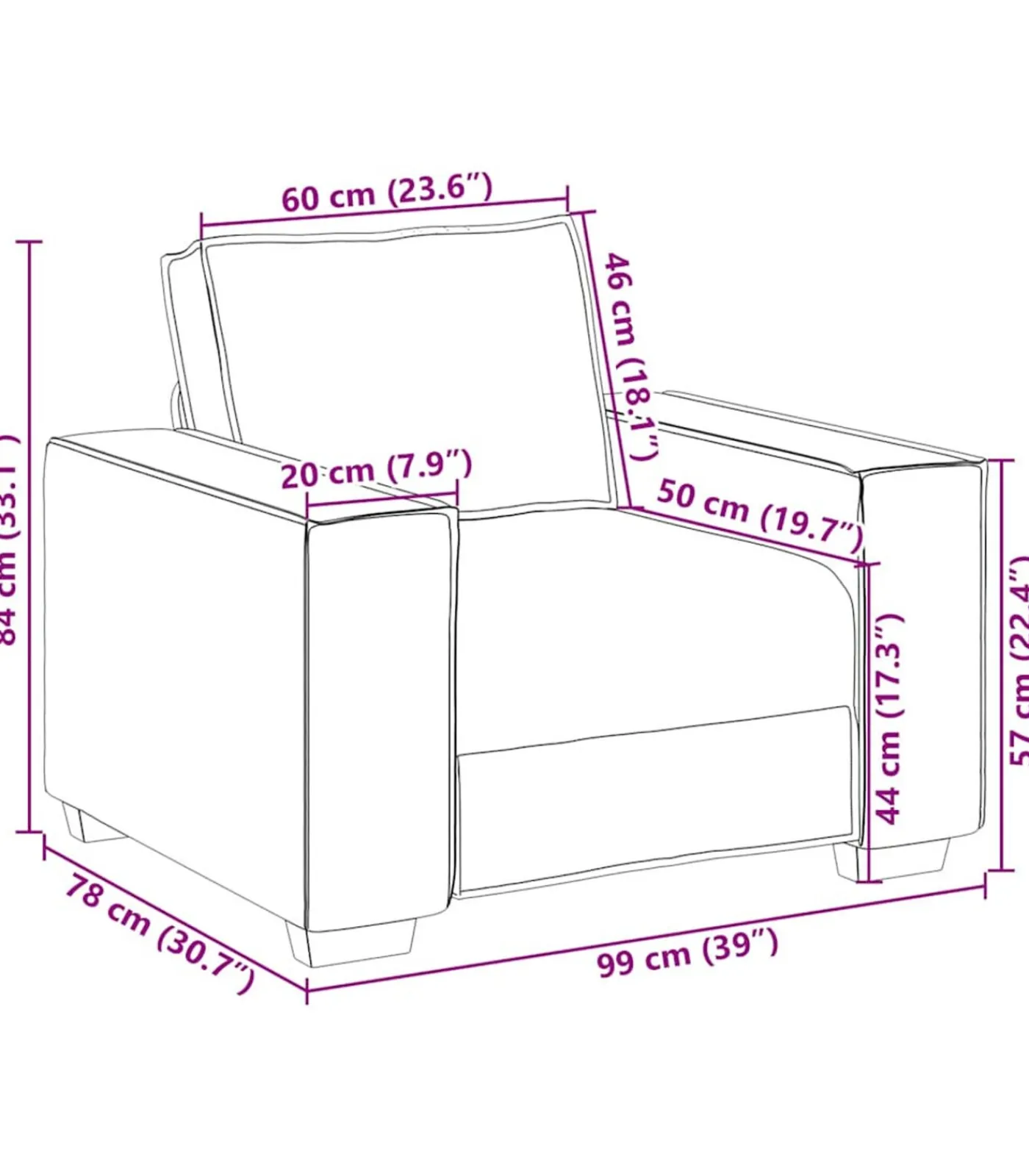 Hot Fauteuil 60 cm fluweel lichtgrijs Zetels