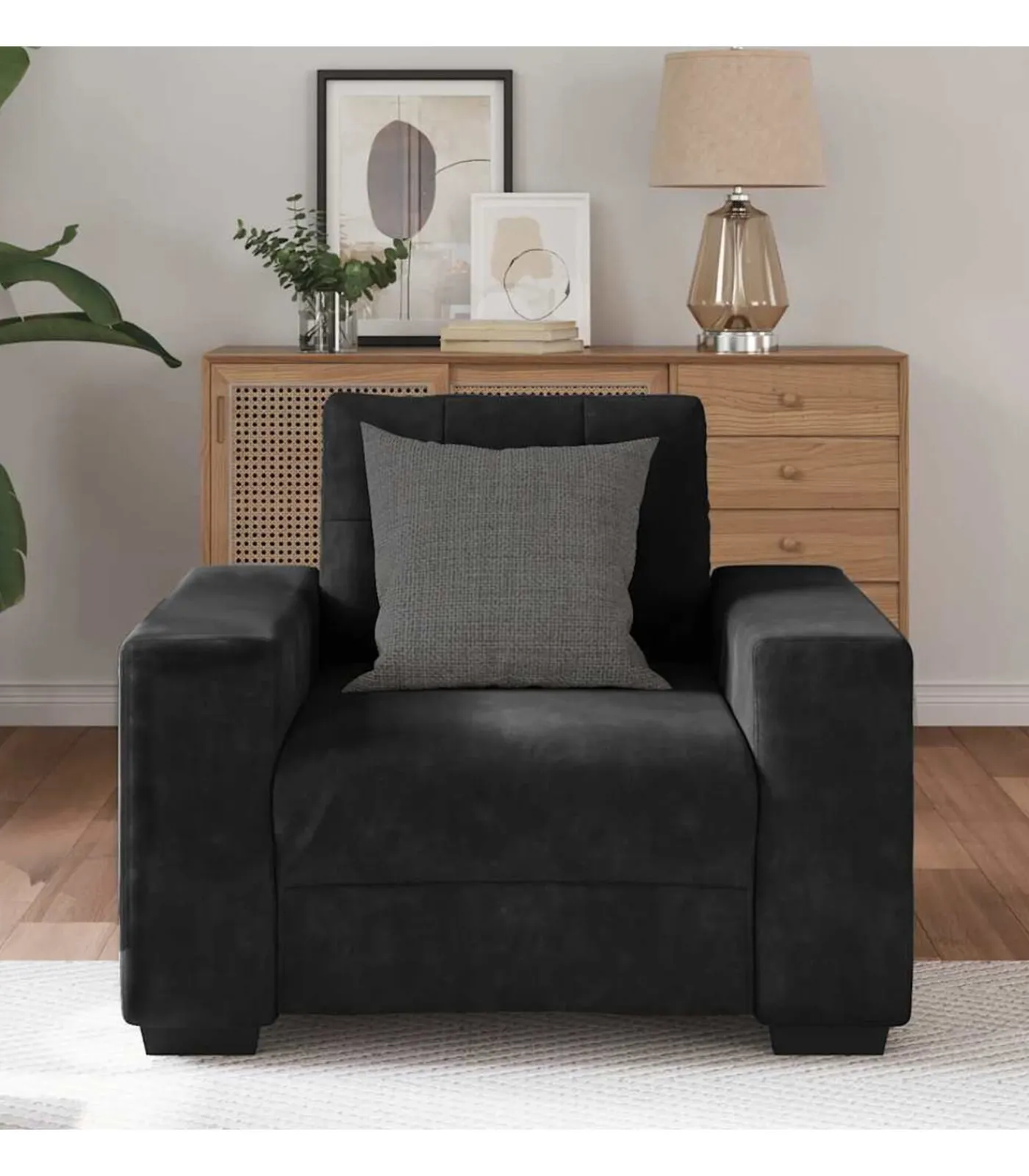 Discount Fauteuil 60 cm fluweel zwart Zetels