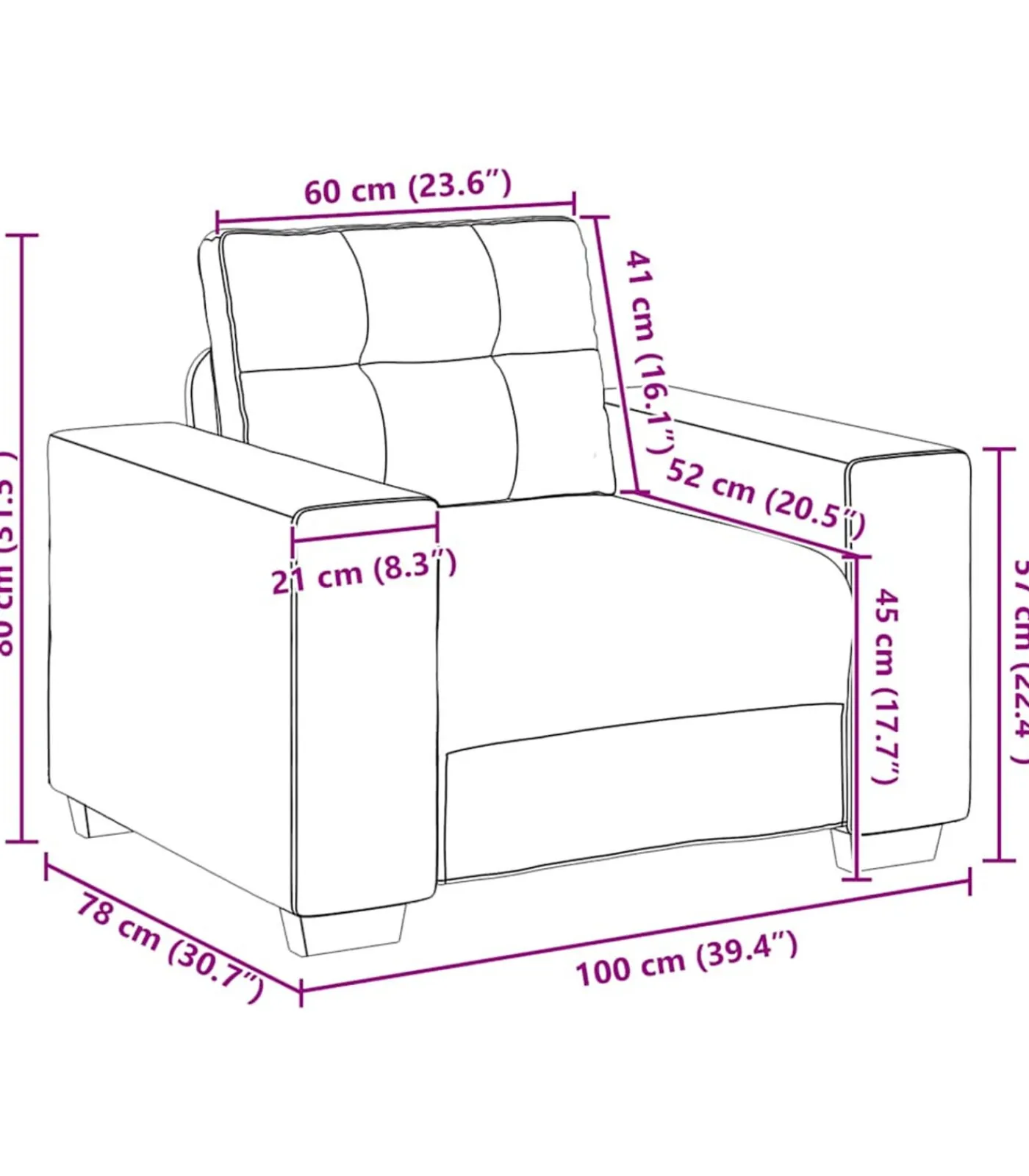 Discount Fauteuil 60 cm fluweel zwart Zetels