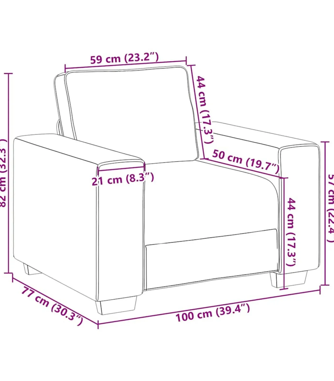 Sale Fauteuil 60 cm fluweel zwart Zetels