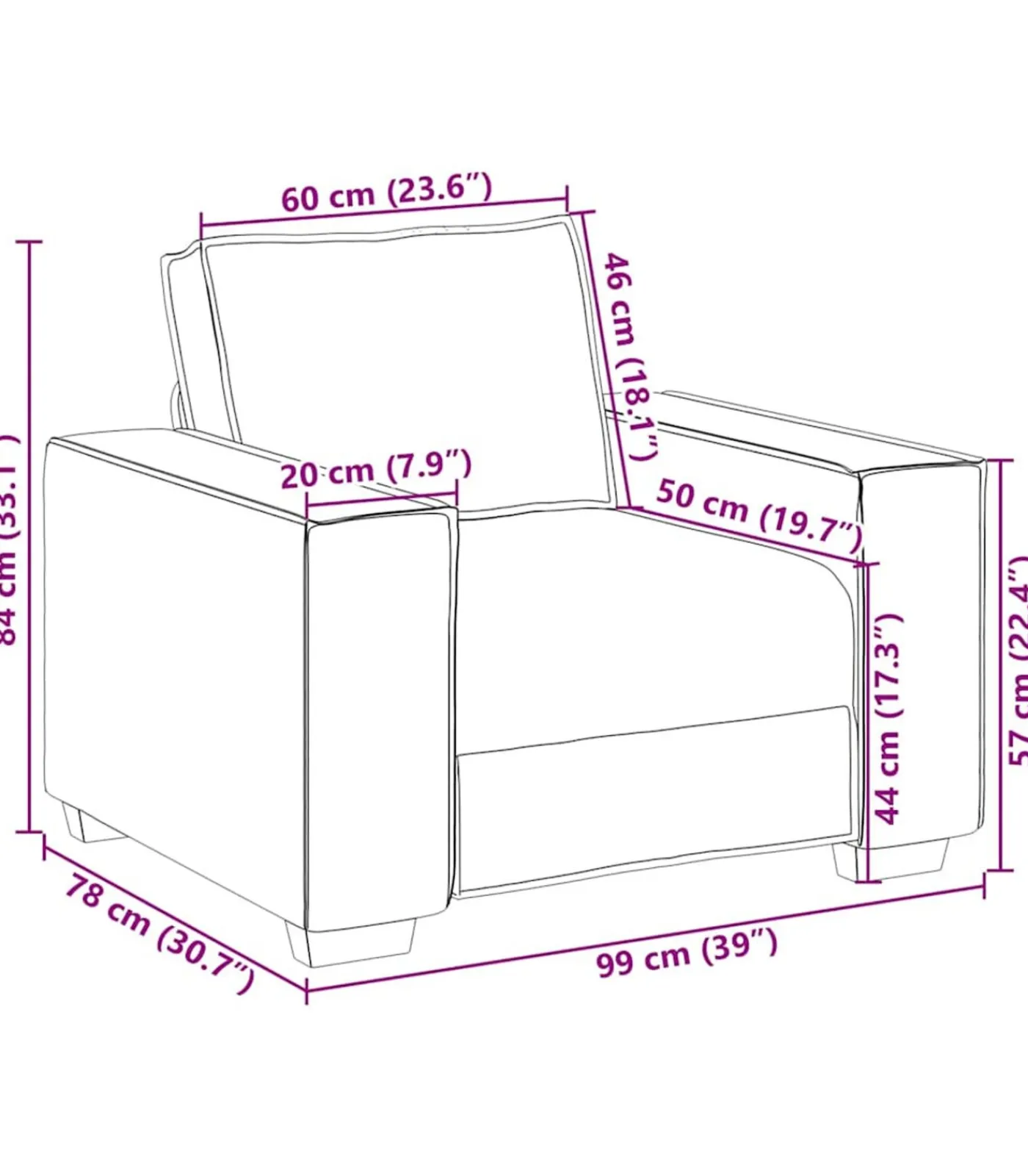 Sale Fauteuil 60 cm fluweel zwart Zetels