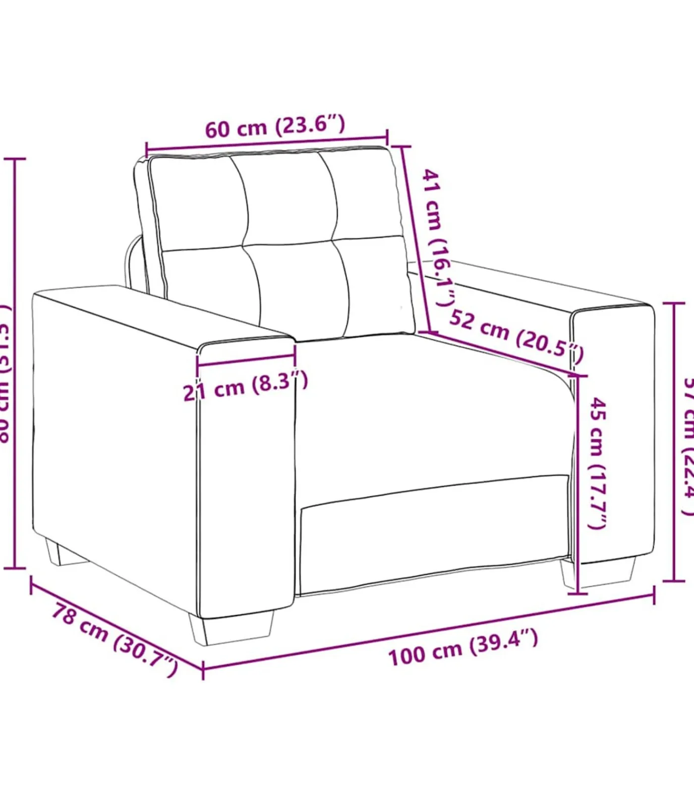 Best Fauteuil 60 cm stof lichtgrijs Zetels