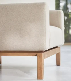 Discount Fauteuil Bjorn in massief eiken en ecru stof, 1-zit Zetels