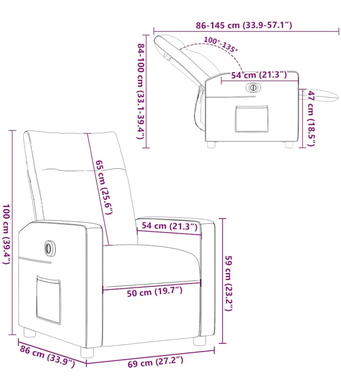 Discount Fauteuil elektrisch verstelbaar stof donkergrijs Zetels