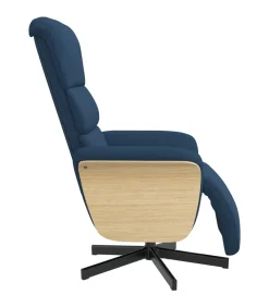 Fauteuil verstelbaar met voetensteun stof blauw Zetels