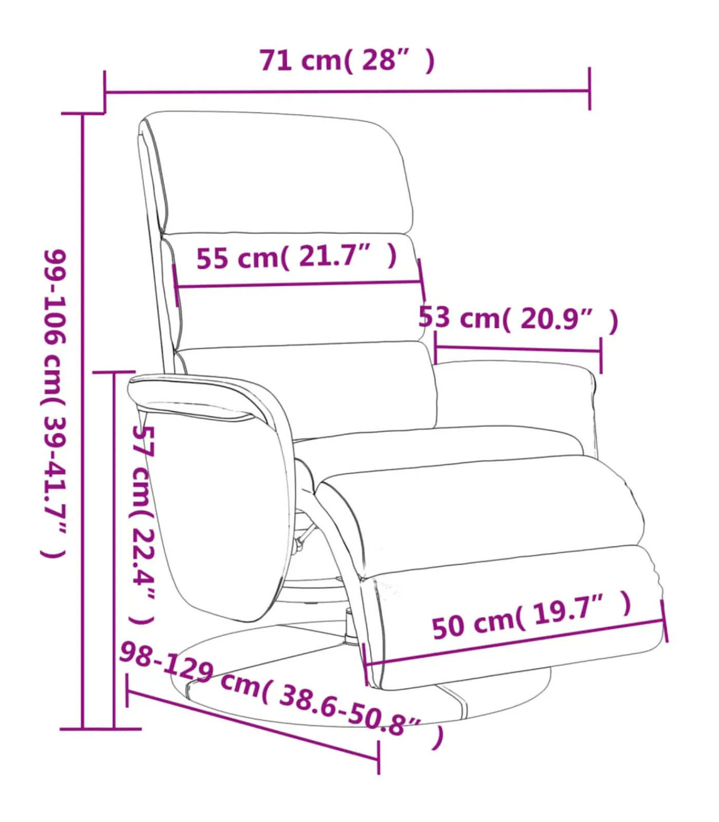 Best Fauteuil verstelbaar met voetensteun kunstleer cappuccinokleur Zetels