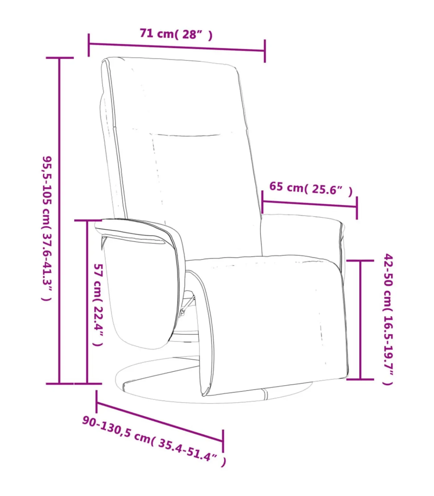 Discount Fauteuil verstelbaar met voetensteun kunstleer cappuccinokleur Zetels