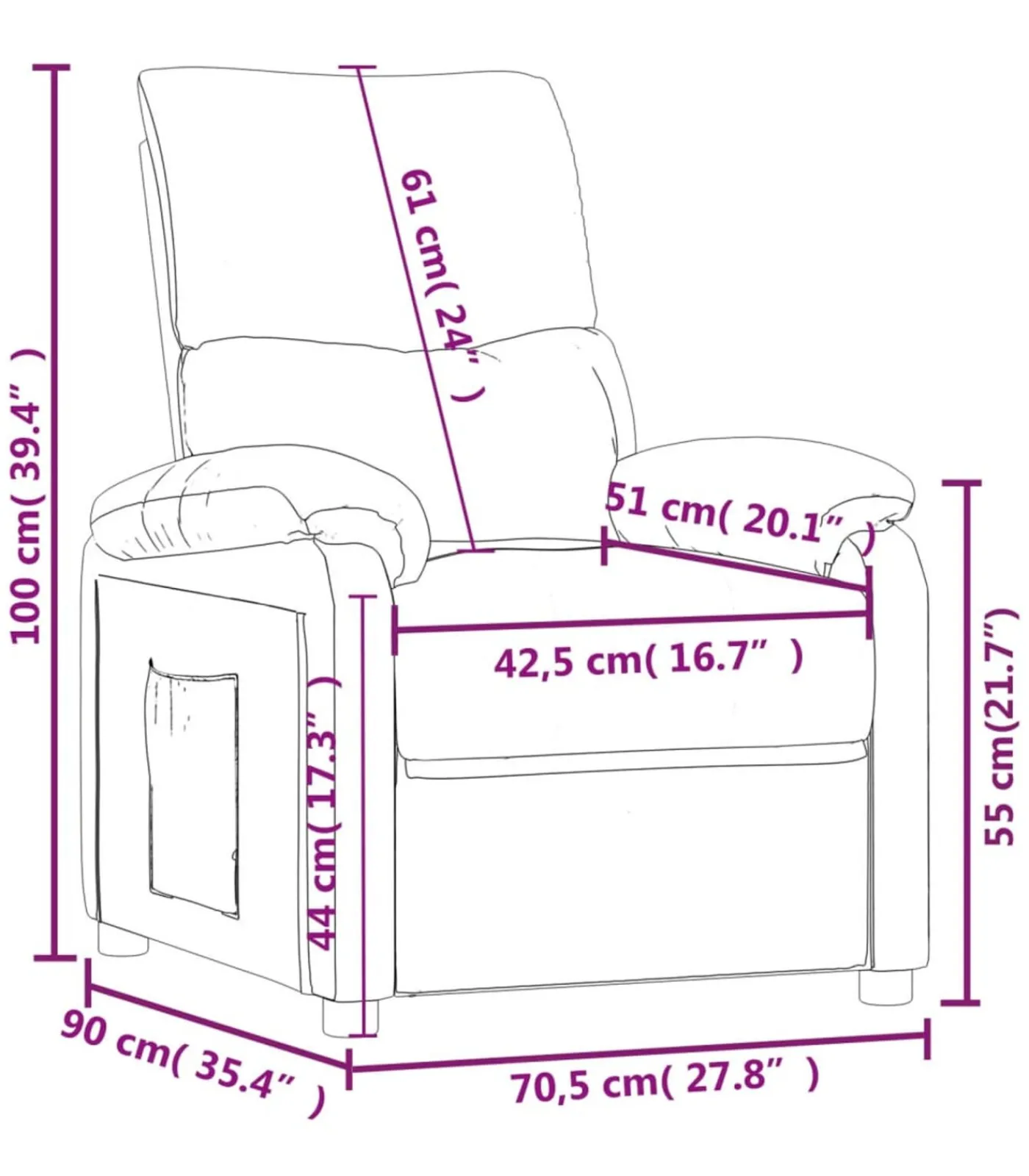 Outlet Fauteuil verstelbaar stof donkergrijs Zetels