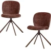 Sale Femke Eetkamerstoelen - Chenille - Bruin- Set van 2 Stoelen