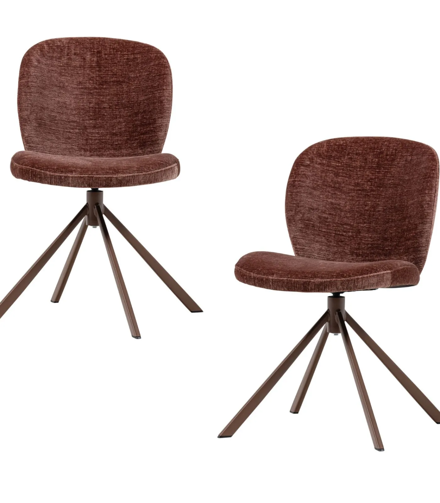 Sale Femke Eetkamerstoelen - Chenille - Bruin- Set van 2 Stoelen