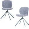 Discount Femke Eetkamerstoelen - Chenille - Blauw - Set van 2 Stoelen