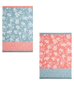 Sale Feuillage - Set van 2 theedoeken van katoenen jacquard met print Keuken- & Tafellinnen