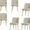 Online Force Eetkamerstoelen - Naturel - Grijs - Set van 6 Stoelen