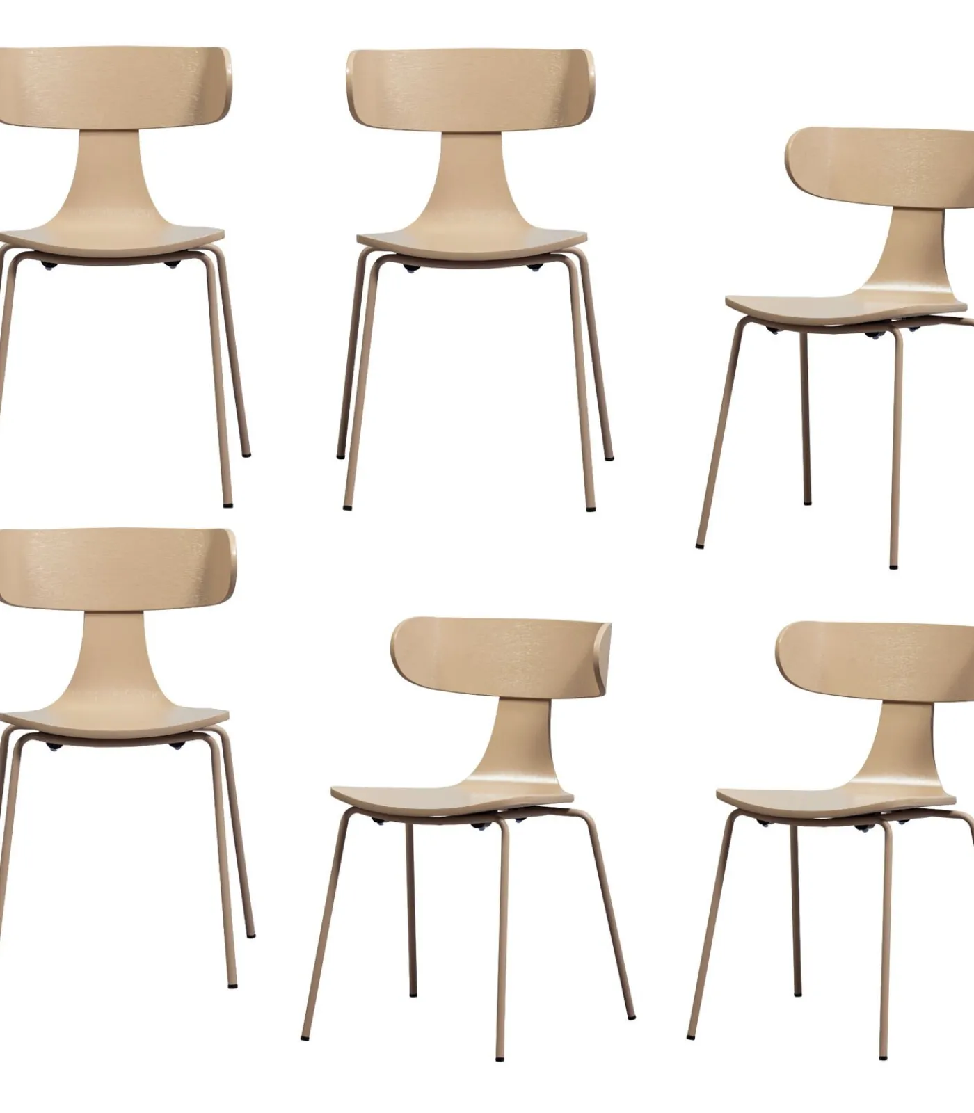 Sale Form Eetkamerstoelen - Hout/Metaal - Zand - Set van 6 Stoelen