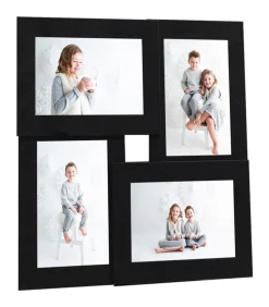 New Fotolijst voor 4x(10x15 cm) foto MDF zwart Fotolijsten