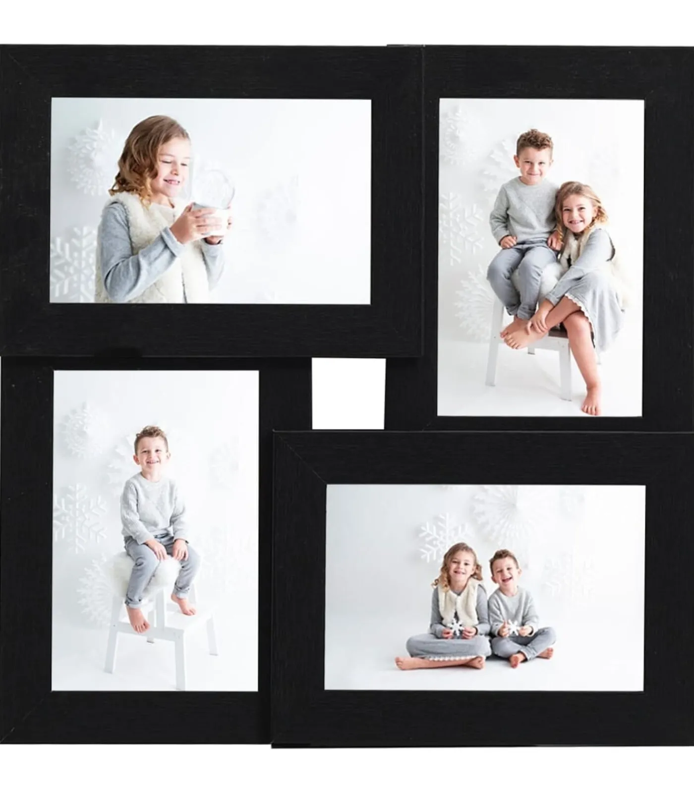 New Fotolijst voor 4x(10x15 cm) foto MDF zwart Fotolijsten