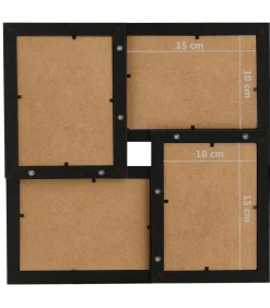 New Fotolijst voor 4x(10x15 cm) foto MDF zwart Fotolijsten