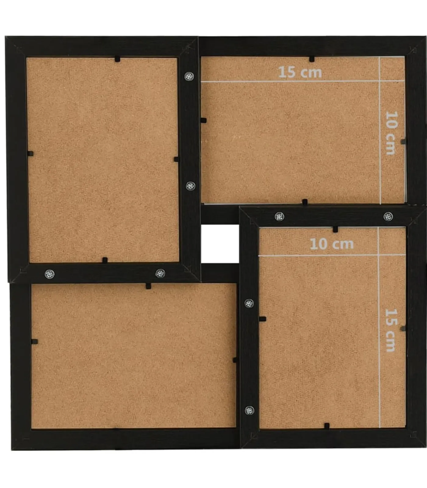 New Fotolijst voor 4x(10x15 cm) foto MDF zwart Fotolijsten