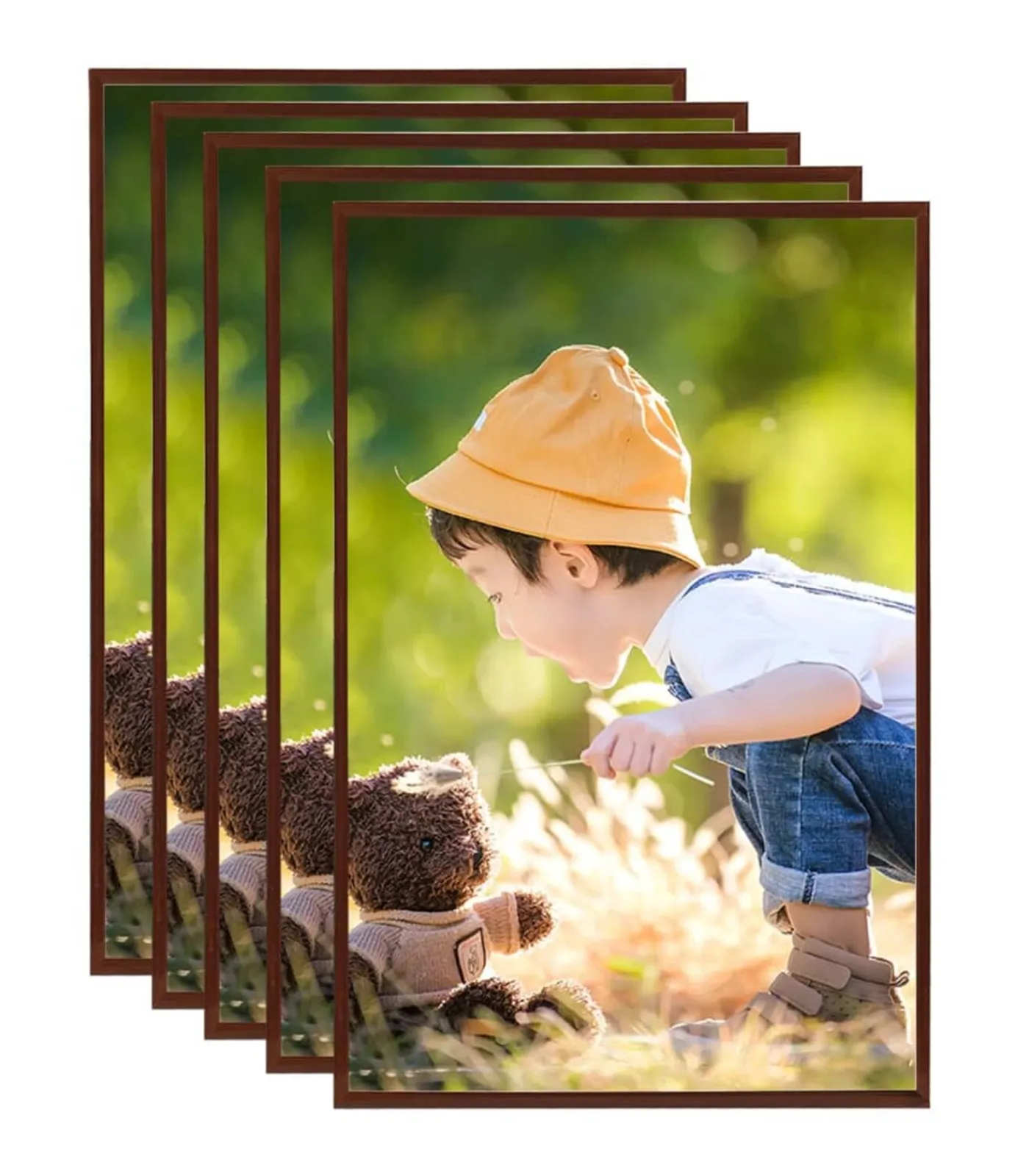 Fotolijsten 5 st voor wand of tafel 70x90 cm MDF bronskleurig Fotolijsten