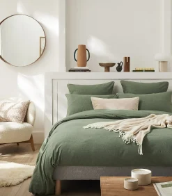 Clearance Frisson - Effen kussensloop in flanellen chambray katoen Kussenslopen