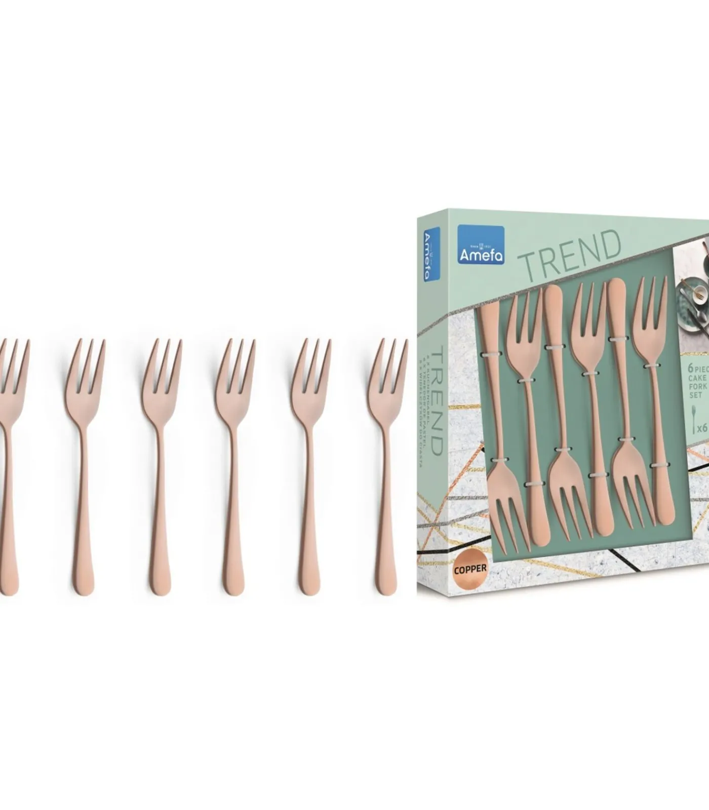 Sale Gebaksvorkjes Austin - Vintage Koper - 6 stuks Bestek