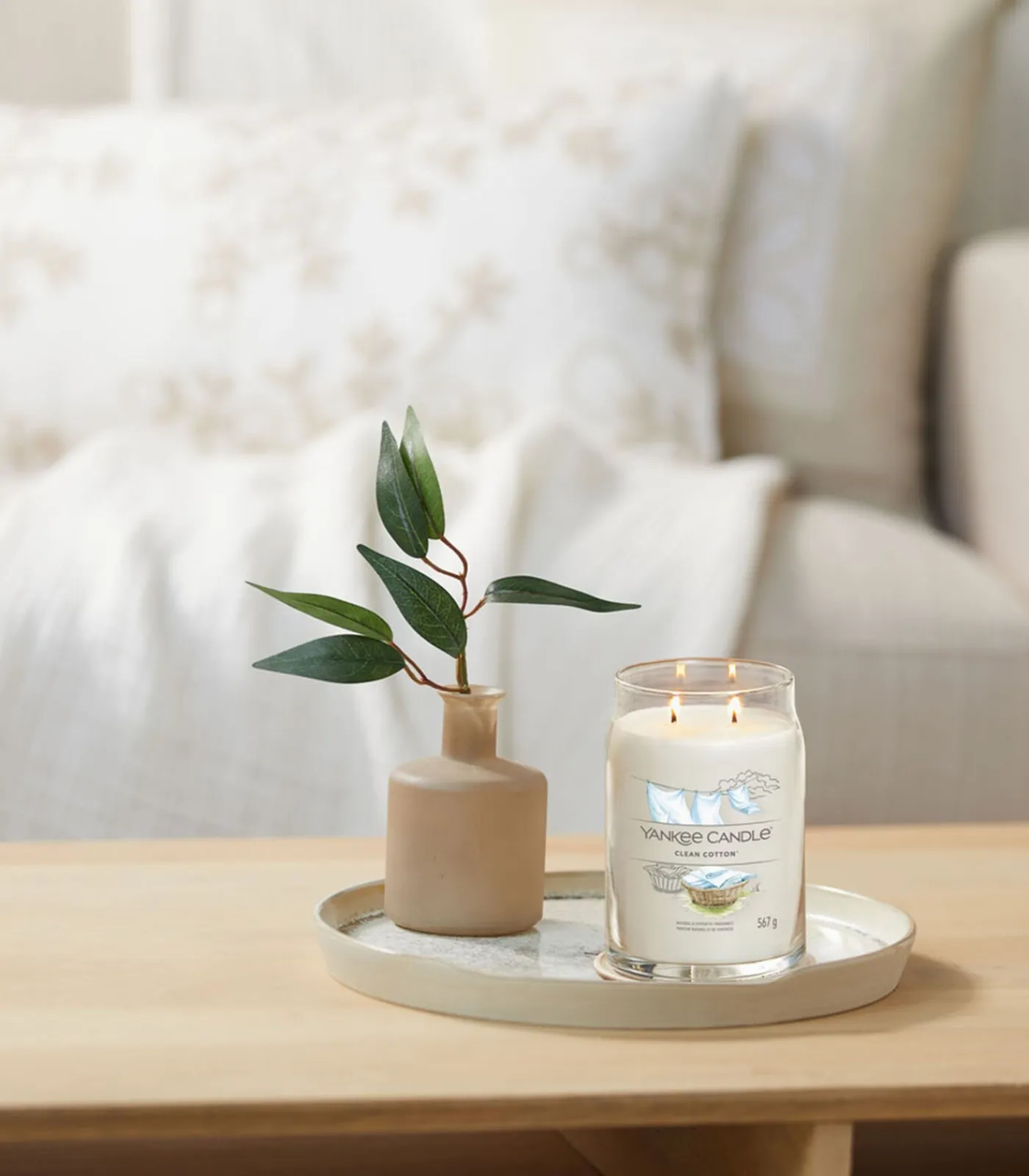 Hot Geurkaars Clean Cotton Signature Large Jar Kaarsen & Kaarshouders