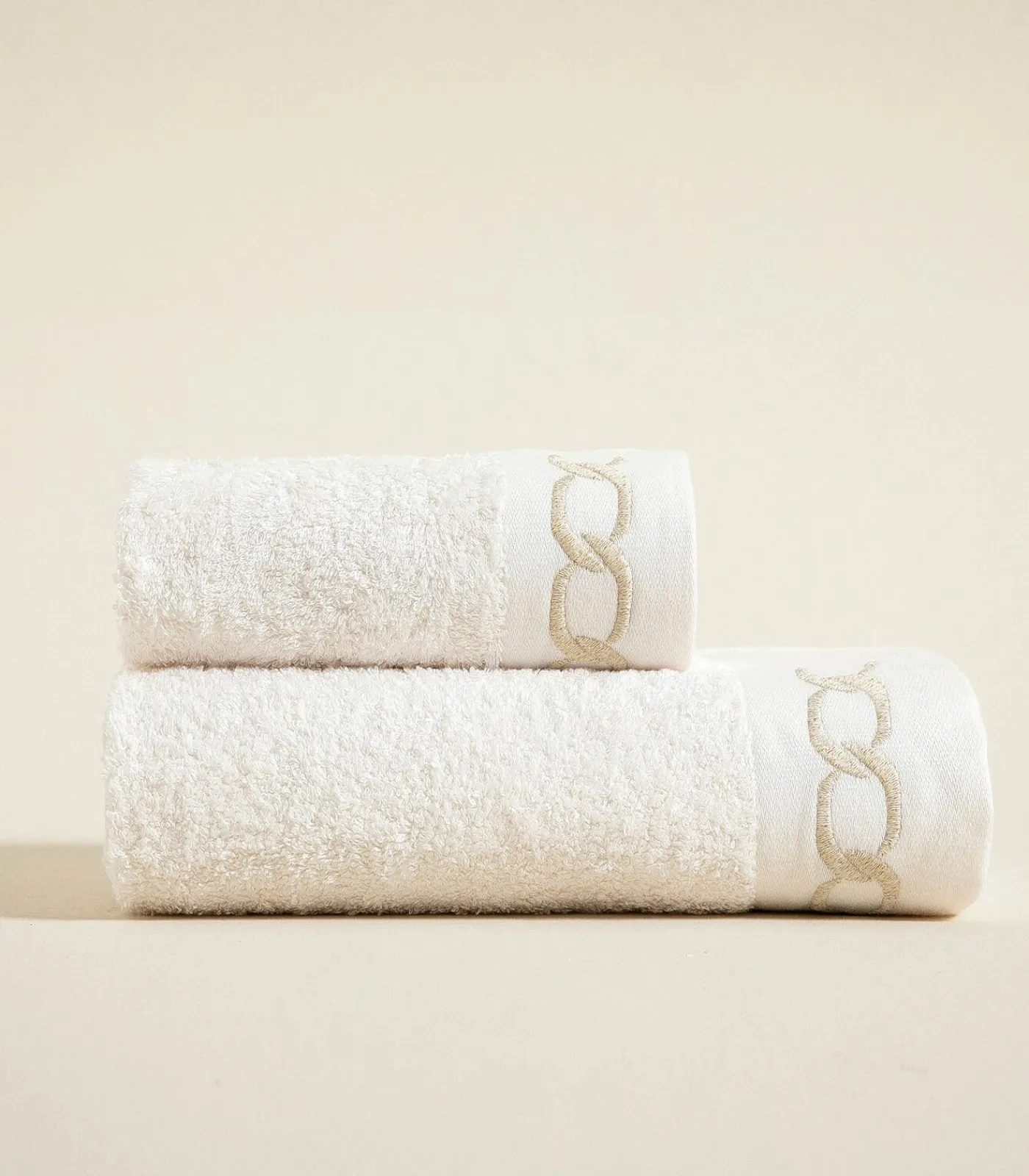 Outlet Gezichtshanddoek Corrente 50x90 cm Ecru-Goud Handdoeken